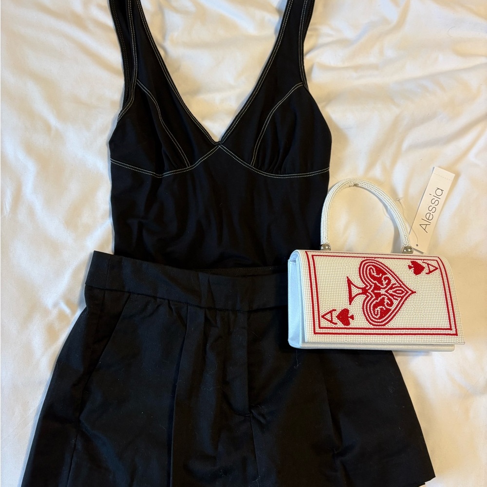 Free People Intimately Black & White Sleeveless Bodysuit